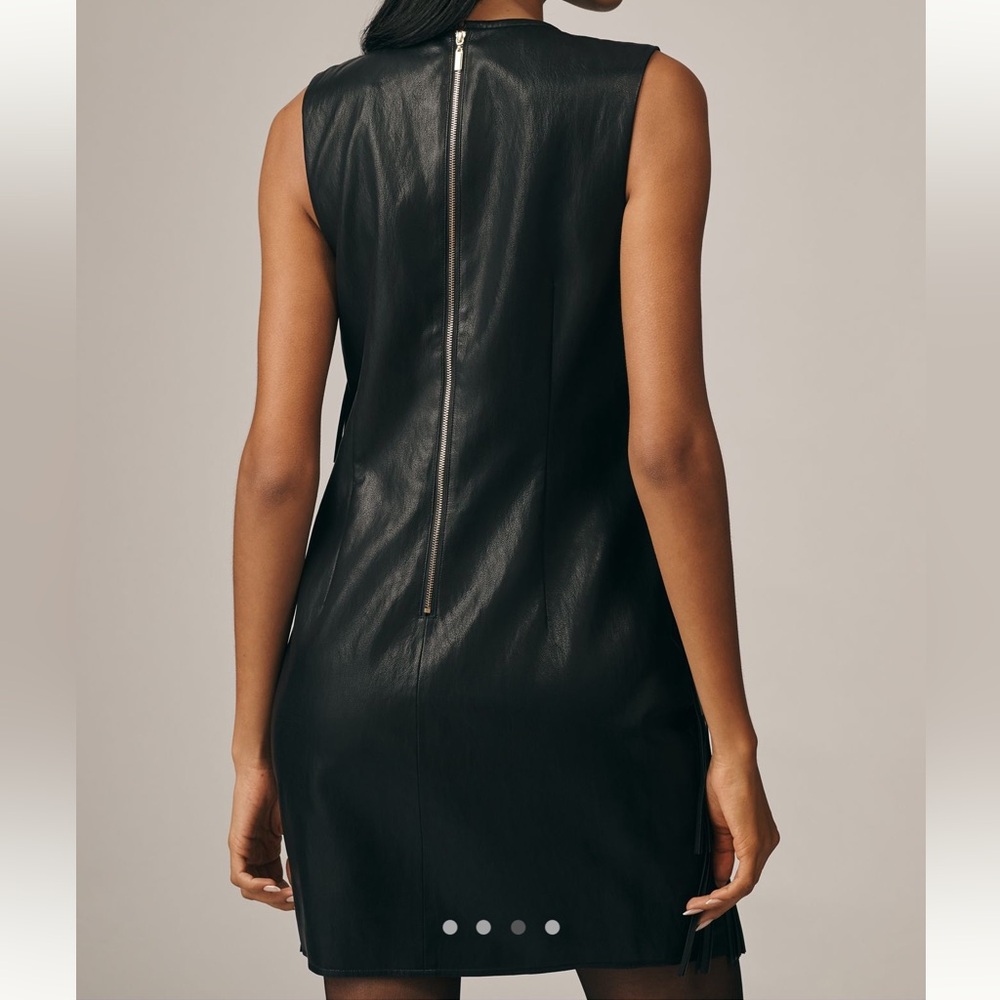 *Anthropologie Siempre Faux Leather Fringe Shift Dress - Picture 3 of 5